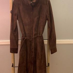 Lord &Taylor brown Suede buttoned down dress
